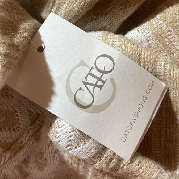 Cato NWT SZ 2X 3X Muted Camel & White longer top cable knit soft stretchy comfy - Picture 6 of 10